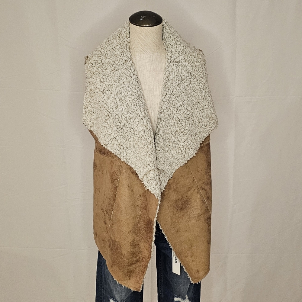 Cozy Sherpa-Lined Vest in Brown and Cream